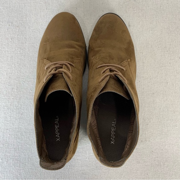 Xappeal Kai Faux Suede Neutral Rich Cognac Brown Lace-Up Ankle Booties - Size 9 - Picture 10 of 14